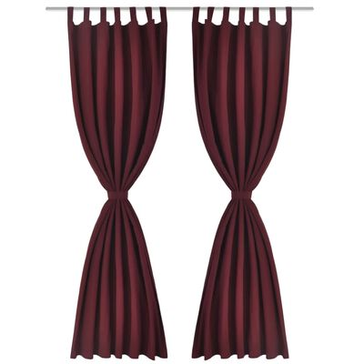 2-pack gardiner med öglor i vinröd microsatin 140 x 175 cm