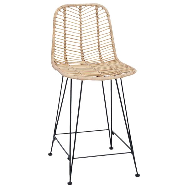 vidaXL Barstol 2 pcs Naturfärg 44,5 x 54,5 x 97,5 cm Rattan och Järn