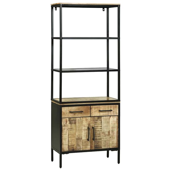 vidaXL Sk&aring;p med l&aring;da Brun 70 x 35 x 180 cm Massivt mangotr&auml;