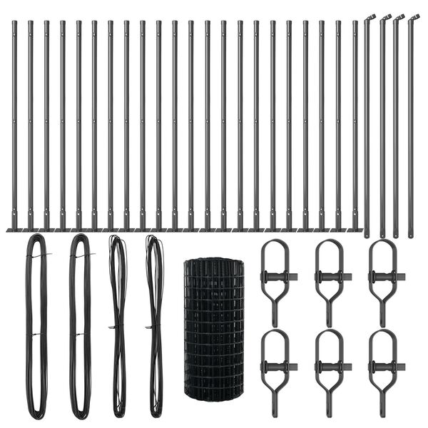 vidaXL St&auml;ngsel med stolpe Gr&aring; 0,4 x 50 m St&aring;l och PVC