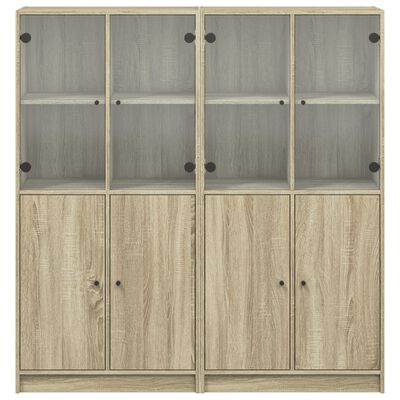 vidaXL Bokhylla med dörrar sonoma-ek 136x37x142 cm konstruerat trä
