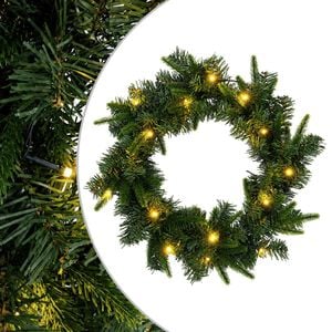 vidaXL Julkrans Gr&ouml;n Diam. 30 cm PVC och PE 25 LED-lampor