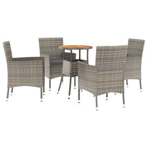 vidaXL Caf&eacute;set med dynor 5 delar konstrotting gr&aring;