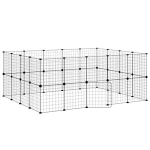 vidaXL Hundg&aring;rd svart 36 paneler 175x140x70 cm st&aring;l