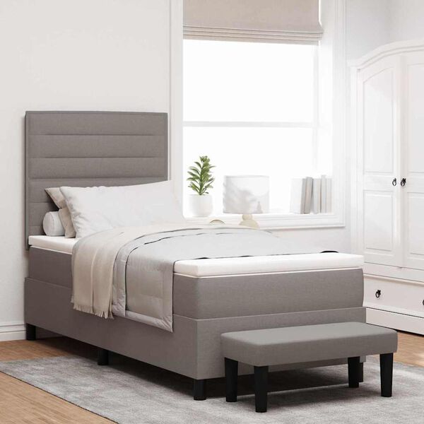 vidaXL B&auml;ddfj&auml;der med madrass med huvudgavel Taupe 100 x 200 cm tyg