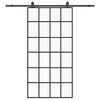 vidaXL Skjutd&ouml;rr med beslag svart 102x205 cm ESG-glas