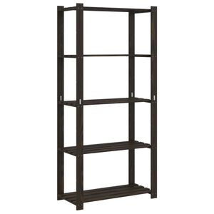 vidaXL F&ouml;rvaringshylla 5 hyllplan svart 80x38x170 cm massiv furu