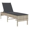 vidaXL Solstol med dyna ljusgr&aring; 55x200x44cm konstrotting