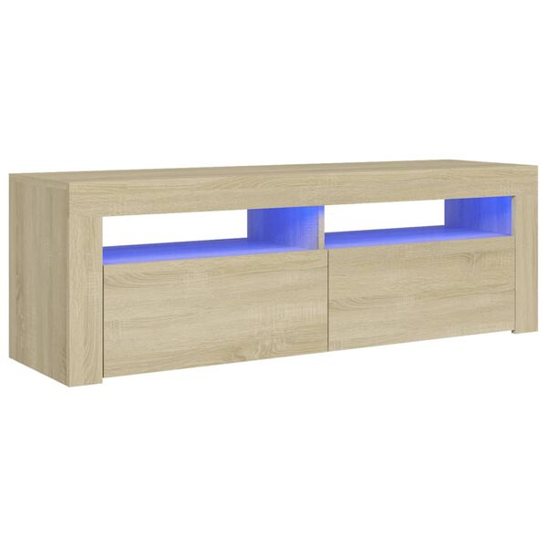 vidaXL TV-b&auml;nk med LED-belysning sonoma-ek 120x35x40 cm