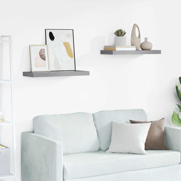 vidaXL Sv&auml;vande v&auml;gghyllor 2 st gr&aring; 60x23,5x3,8 cm MDF
