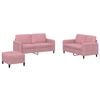 vidaXL Soffgrupp 3 delar rosa sammet