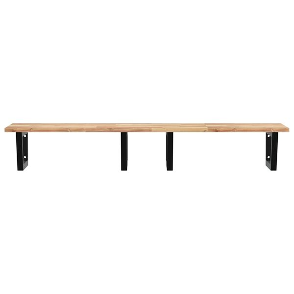 vidaXL V&auml;ggmonterad handfatshylla st&aring;l och massivt akaciatr&auml;