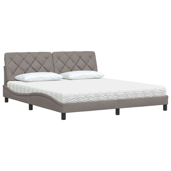 vidaXL Bed with Mattress Taupe 180x200 cm Fabric