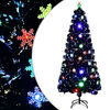 vidaXL Julgran med LED-sn&ouml;flingor svart 180 cm fiberoptik