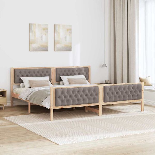 vidaXL S&auml;ngram med huvudgavel Taupe 200 x 200 cm Massiv furu