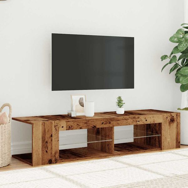 vidaXL TV-b&auml;nk med LED-lampor &aring;ldrat tr&auml; 135x39x30 cm konstruerat tr&auml;
