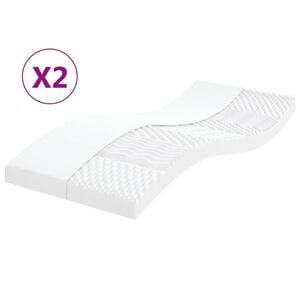 vidaXL Skummadrasser 2 st vit 90x190 cm 7-zoner h&aring;rdhet 20 ILD