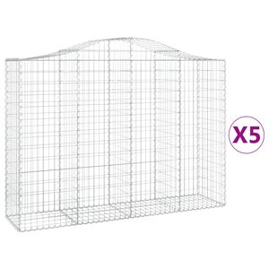 vidaXL Gabioner b&aring;gformade 5 st 200x50x140/160 cm galvaniserat j&auml;rn