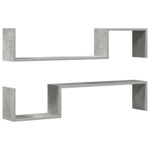 vidaXL V&auml;gghyllor 2 st betonggr&aring; 100x15x20 cm konstruerat tr&auml;