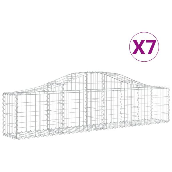 vidaXL Gabion bågformad 7 st 200x30x40/60 cm galvaniserat järn