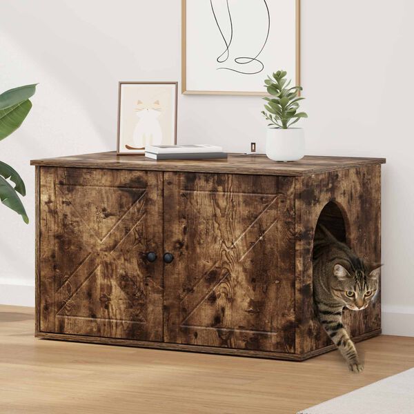 vidaXL Katt hus R&ouml;kt ek 85 x 55 x 50 cm Konstruerat tr&auml;