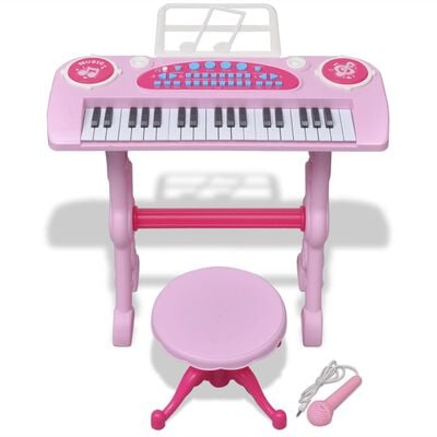 vidaXL Keyboard för barn med pall och mikrofon 37 tangenter rosa