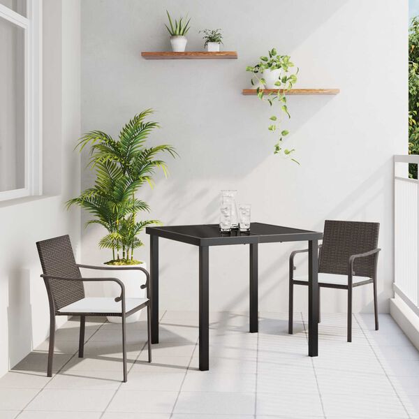 vidaXL Tr&auml;dg&aring;rdsm&ouml;belset 3 pcs Brun och svart PE Rattan