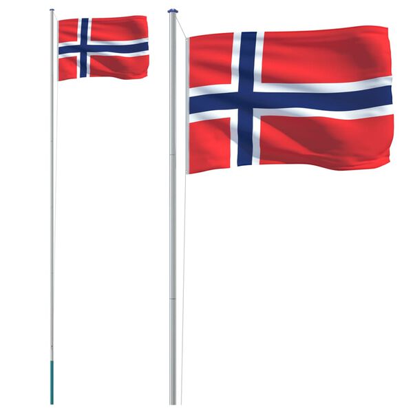 vidaXL Norges flagga och flaggst&aring;ng 6,23 m aluminium