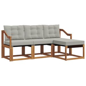 vidaXL Utomhussoffset med kudde 4 pcs Naturlig och Ljus Gr&aring;