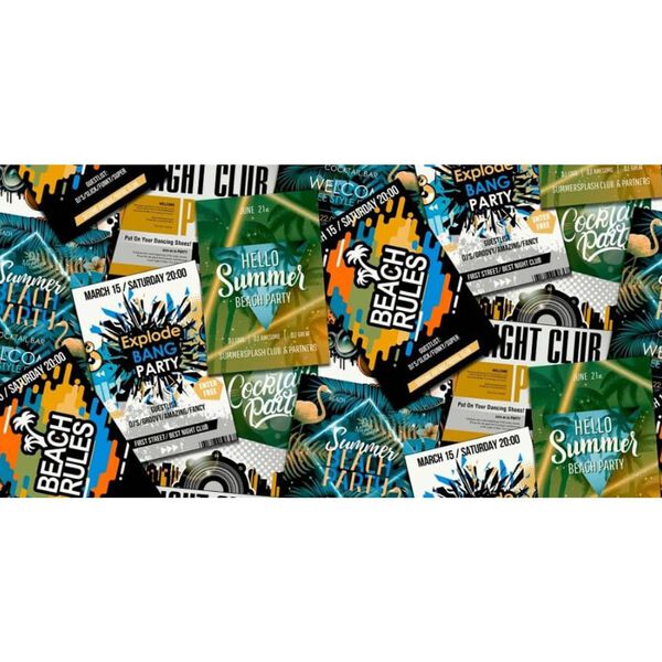 Noordwand Tapet Good Vibes Club Posters grön och orange