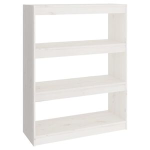 vidaXL Bokhylla/Rumsavdelare vit 80x30x103,5 cm massiv furu