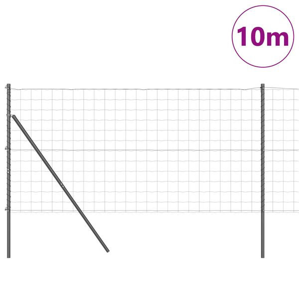 vidaXL St&auml;ngsel med stolpe Gr&aring; 1,2 x 10 m St&aring;l