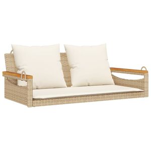 vidaXL Gungb&auml;nk med dynor beige 109x62x40 cm konstrotting