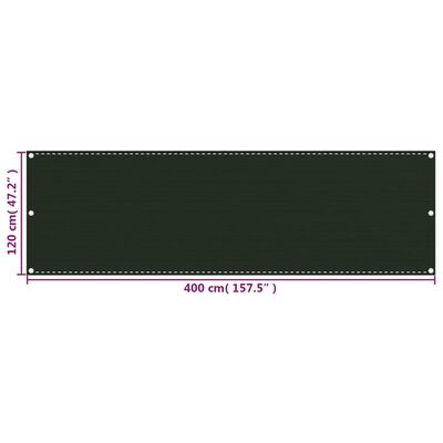 vidaXL Balkongskärm mörkgrön 120x400 cm HDPE