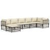 vidaXL Loungegrupp 7 delar med dynor antracit konstrotting