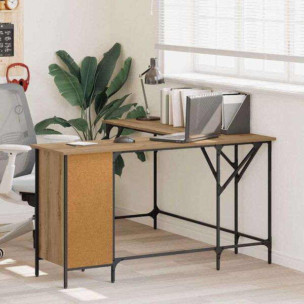 vidaXL Skrivbord Artisan Ek 141 x 141 x 75 cm Konstruerat tr&auml;