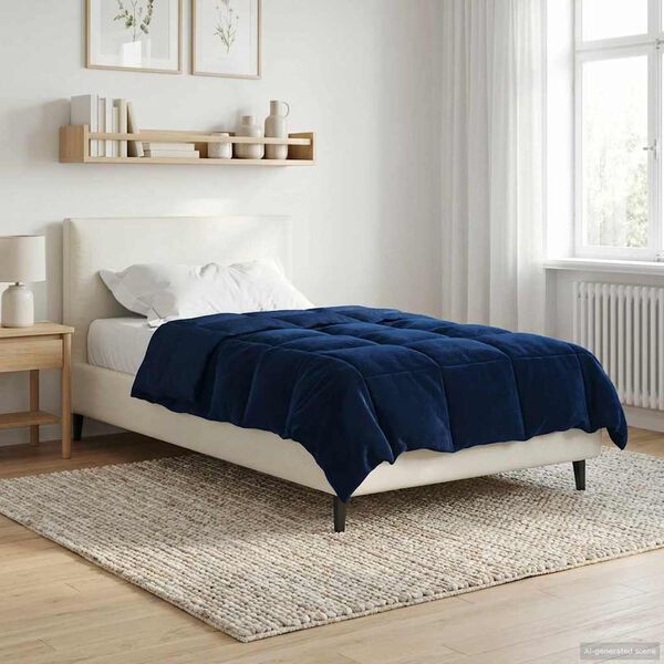 vidaXL Full &Aring;rs-Duvet Quiltad M&ouml;rkbl&aring; 155 x 220 cm Mikrofiber