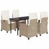 vidaXL Matgrupp f&ouml;r tr&auml;dg&aring;rden med dynor 5 delar beige konstrotting