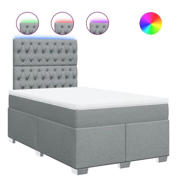 vidaXL Rams&auml;ng med madrass ljusgr&aring; 120x200 cm tyg