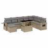 vidaXL Soffgrupp f&ouml;r tr&auml;dg&aring;rden med dynor 9 delar beige konstrotting