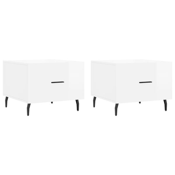 vidaXL Soffbord 2 st vit h&ouml;gglans 50x50x40 cm konstruerat tr&auml;