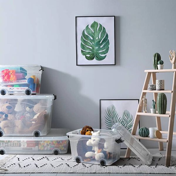 vidaXL F&ouml;rvaringsl&aring;dor med hjul & lock 5 st genomskinlig 40 L