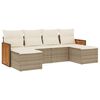 vidaXL Soffgrupp f&ouml;r tr&auml;dg&aring;rden med dynor 6 delar beige konstrotting