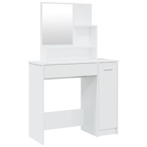 vidaXL Sminkbord med spegel vit h&ouml;gglans 86,5x35x136 cm