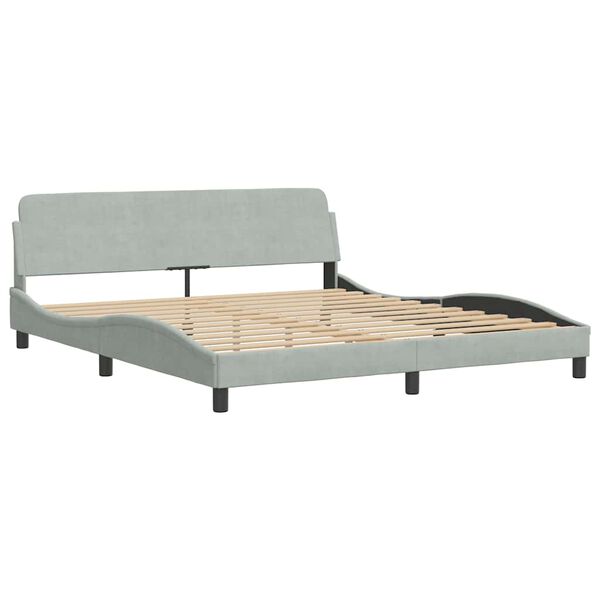 vidaXL Bed Frame without Mattress "Hanko" Light Grey 180x200 cm Velvet