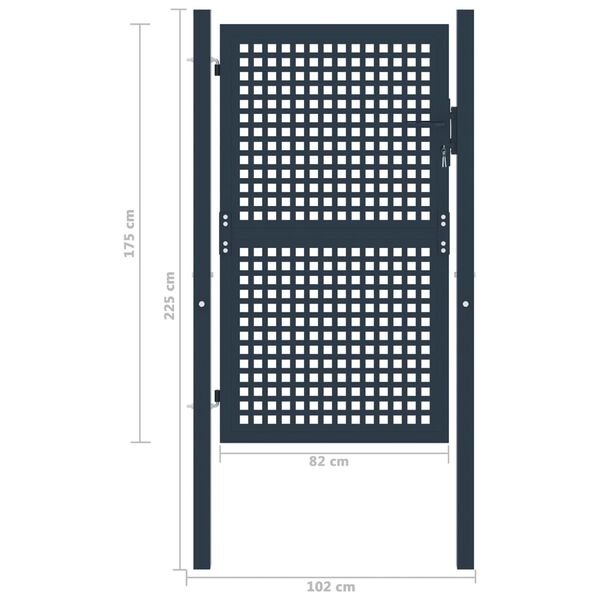 vidaXL Staketgrind antracit 102x175 cm st&aring;l