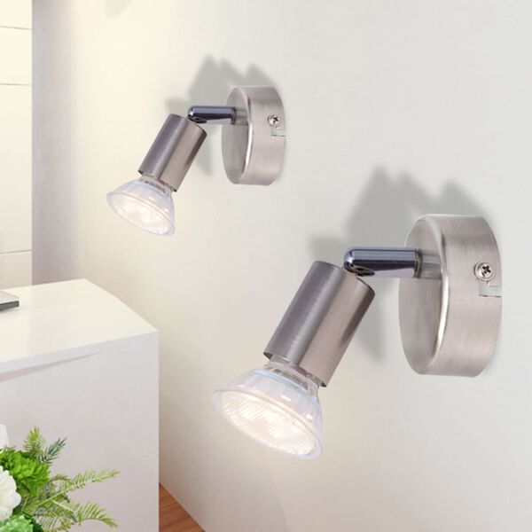 vidaXL Vägglampa med LED-Strålkastare 2 st Satin Nickel