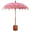 vidaXL Balinesiskt paraply med bas Rosa och Brun &Oslash; 210-220 cm