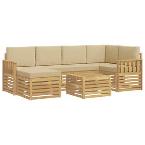vidaXL Utomhussoffset 7 st Vit och Beige Polyester