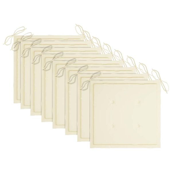 vidaXL Hopfällbara trädgårdsstolar med dynor 8 st massivt akaciaträ